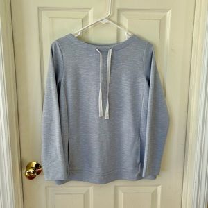 J. Jill Drawstring Pullover Sweatshirt Blue Rain Drop XS
